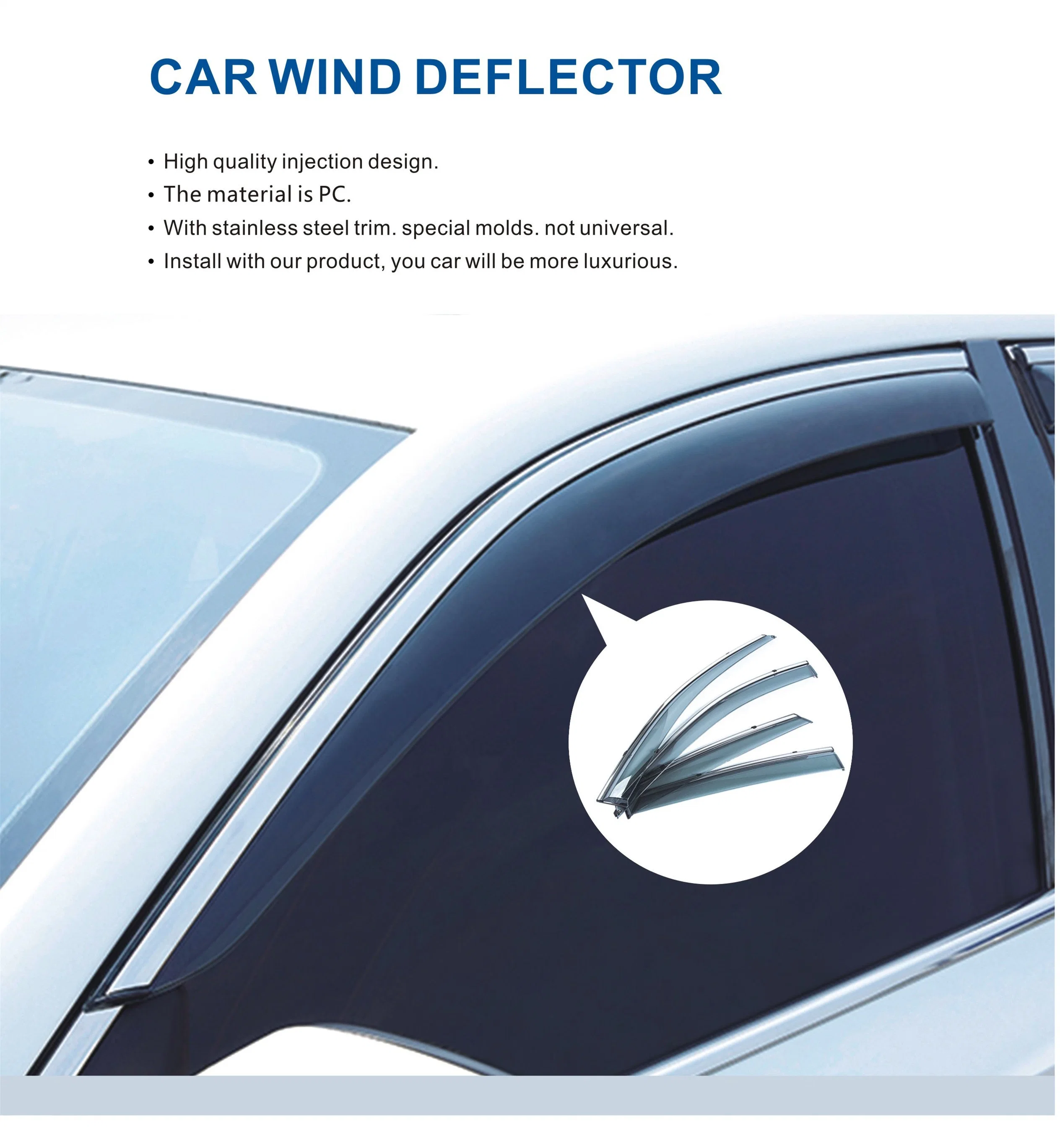 Car Accessories Wind Deflectors Wind Vent Deflector Visors Rain Sun Guards for Toyota Hiace H200 H300 2004