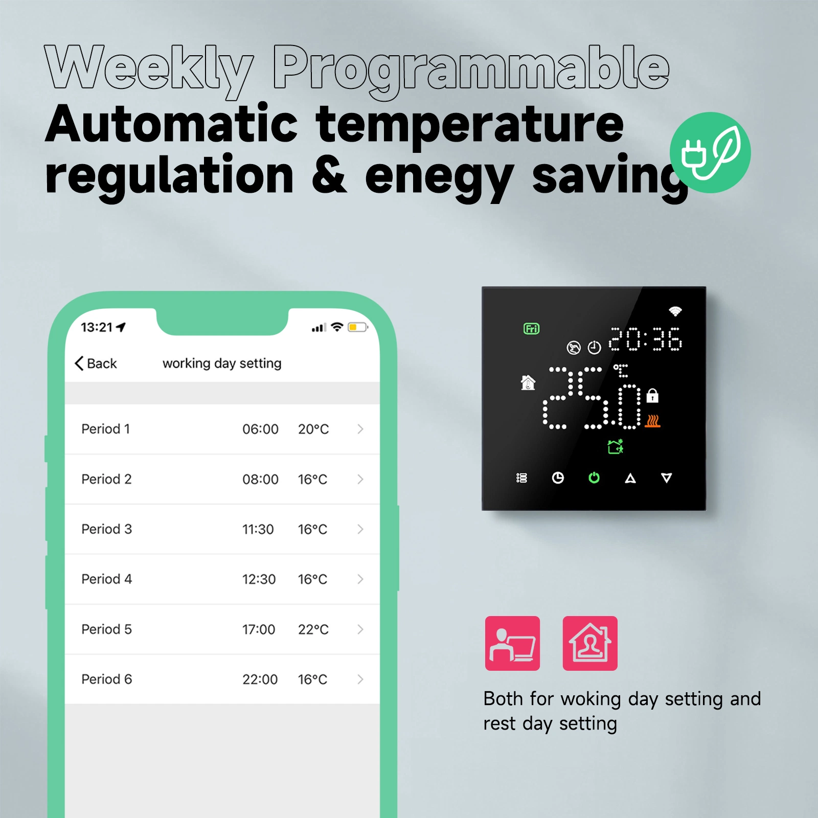 Smart Hydronic Floor Heating Radiant Temperature Controller WiFi Thermostat for Floor Heater