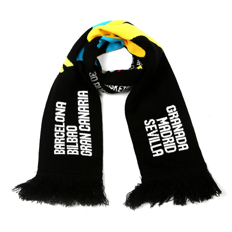 Logotipo personalizado de alta calidad y diseño de tejidos de punto bufanda Deportes Fútbol