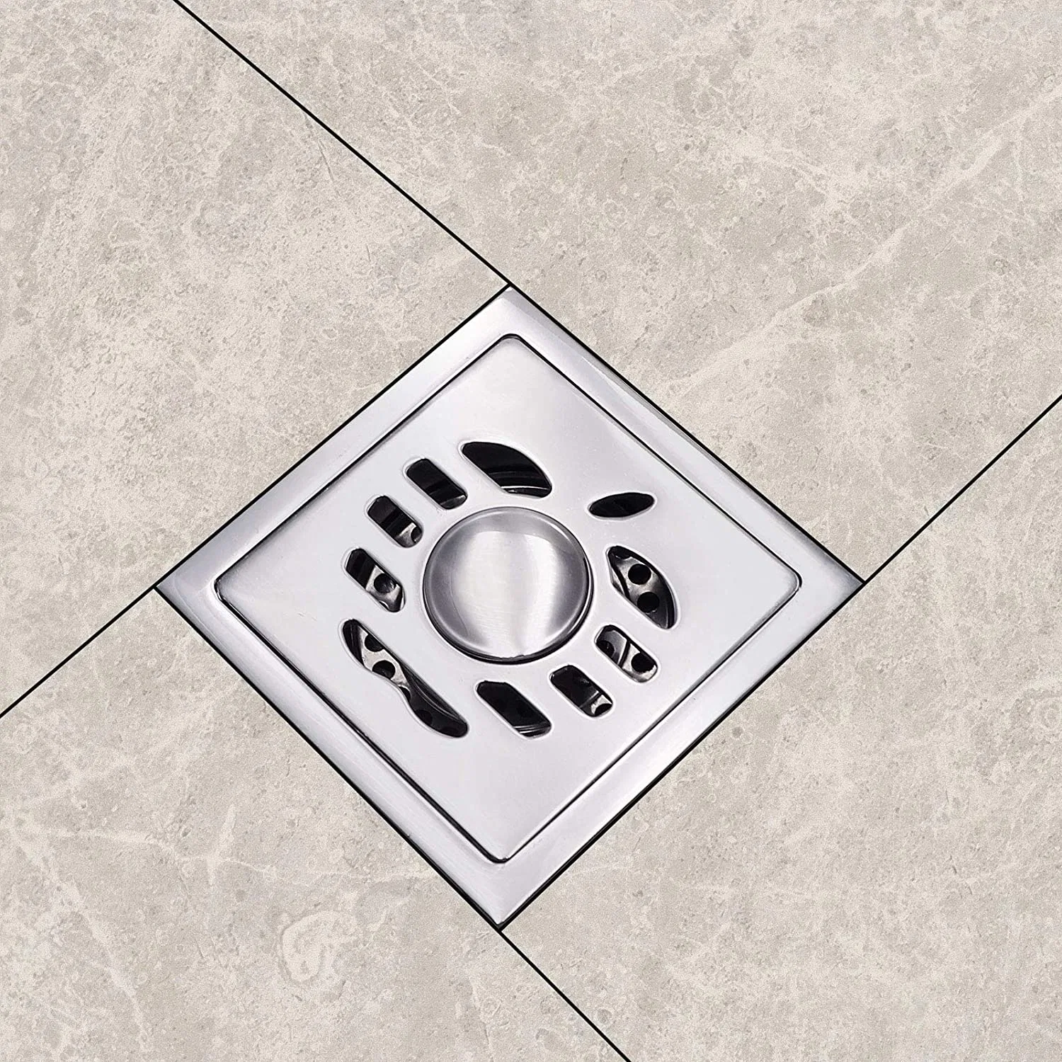 Square Bathroom Tile Insert Drain Ss Stainless Steel with Strainer Bug Proof Shower Floor Drain