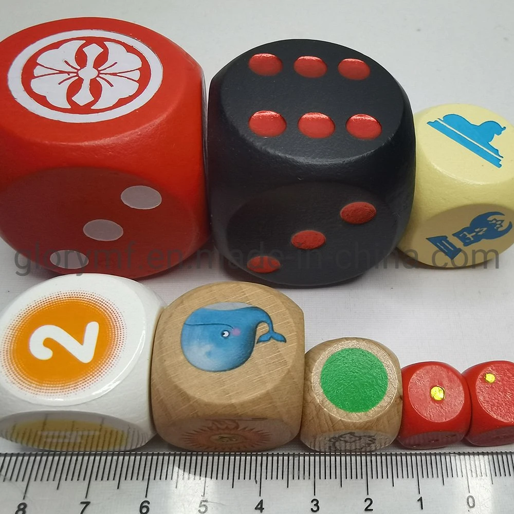 12*25mm Colorful Wooden Board Game Pawns and Dice Set