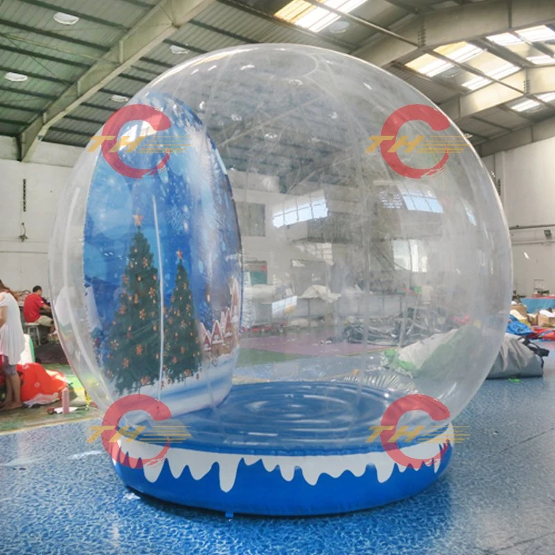 Life Size Inflatable Christmas Snow Globe with Custom Banner and Jumping Pad for Outdoor