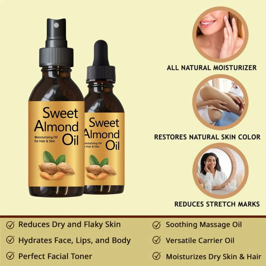 Private Label Almond Oil - 100% Pure and Moisturizing for Hair and Sensitive Skin