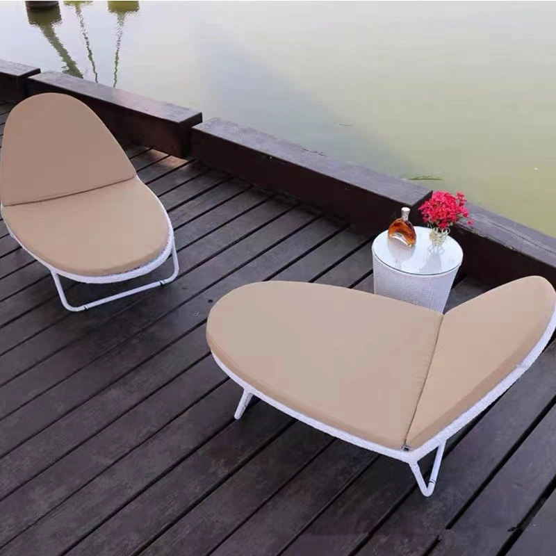 White Color Full Aluminum Patio Beach Outdoor Garden Furniture Chaise Sunbed Lounge