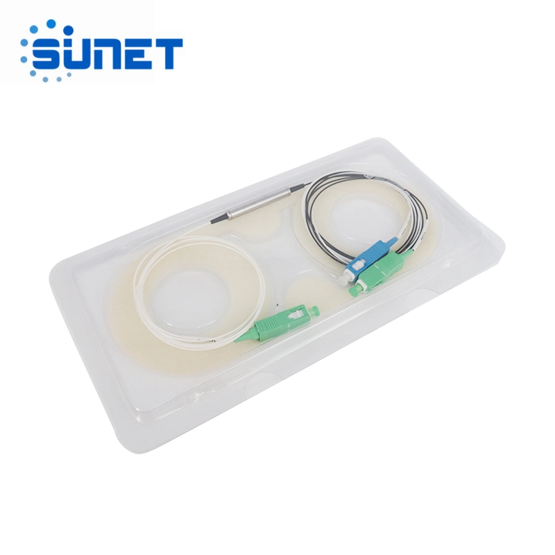 FTTH Mini Type Steel Tube Type 1 in 2 out Sc Connector 1310 1490 1550 Nm Fiber Optic Splitter Filter Fwdm Wdm