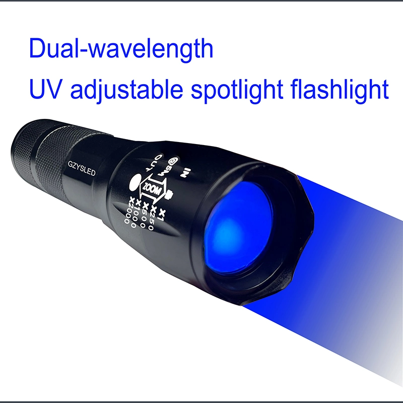 Customized Adjustable Focus UV-C LED 254nm 265nm 270nm 280nm UV Flashlight Rechargeable