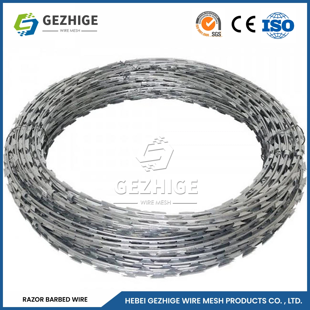 Gezhige Residential Barbed Wire Wholesale/Supplierr 60mm Needle Spacing Cross Type Razor Wire China 5mm Diameter Steel Razor Wire