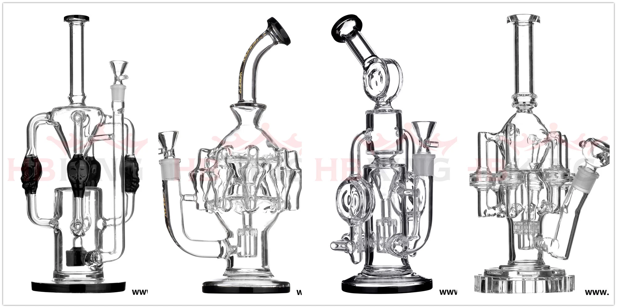 China Manufacturer Double Recycler Tobacco Glass Smoking Water Pipe