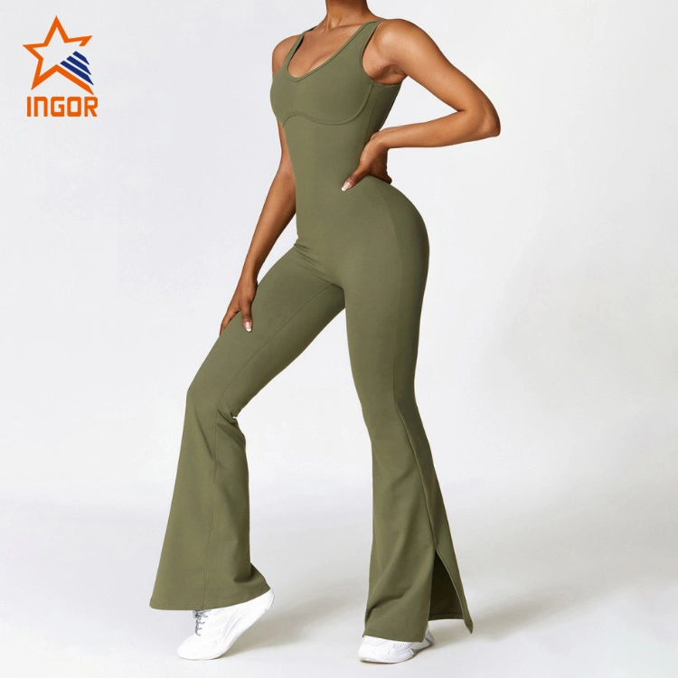 Ingor Sportswear ropa de gimnasio Fabricantes Custom Activewear ropa de mujer Nude Yoga Jumpsuit Danza informal Fitness Deportes Fitness ropa deportiva