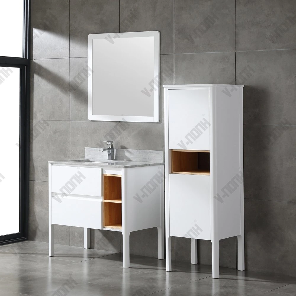 Commercial Modern Solid Wood Bathroom Vanity Sets with Side Cabinet