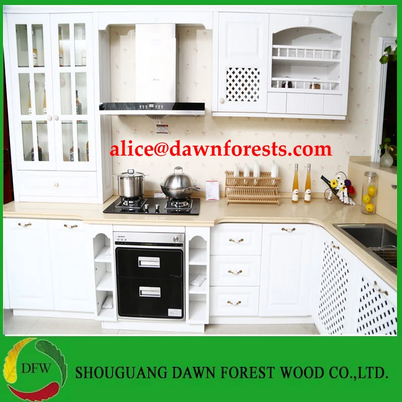 White Glossy Full Kitchen Cabinets/PVC Kitchens for Home Furniture