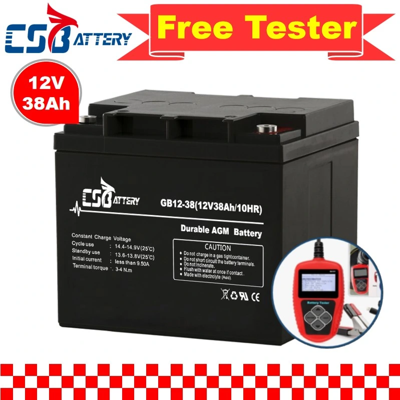 Csbattery 12V38ah Rechargeable AGM Bateria for UPS/Emergency-Light/Medical-Equipment/Submersible-Motors/Ali