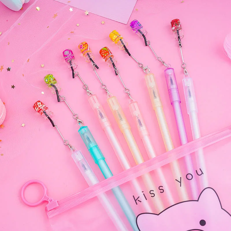 Cute Candy Kawaii Korean Fruit Pendant Plastic School Student Gel Pens