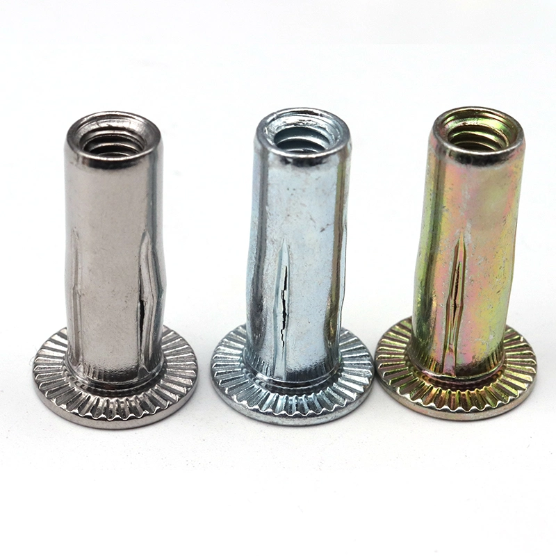 Stainless Steel Galvanized Zinc Steel Pre Bulbed Threaded Inserts Slotted Body Inserts Cross Nut Plusnut Lantern Rivet Nuthot Sale Products