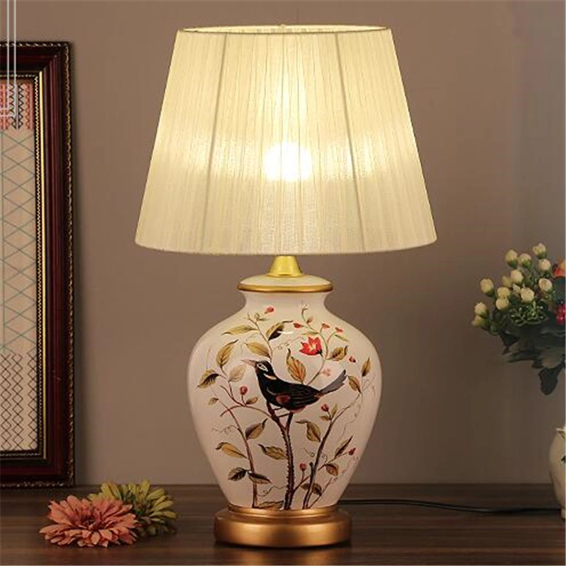 Vintage Retro Country chinois porcelaine céramique tissu E27 Dimmer Table Lampe en porcelaine (WH-MTB-107)