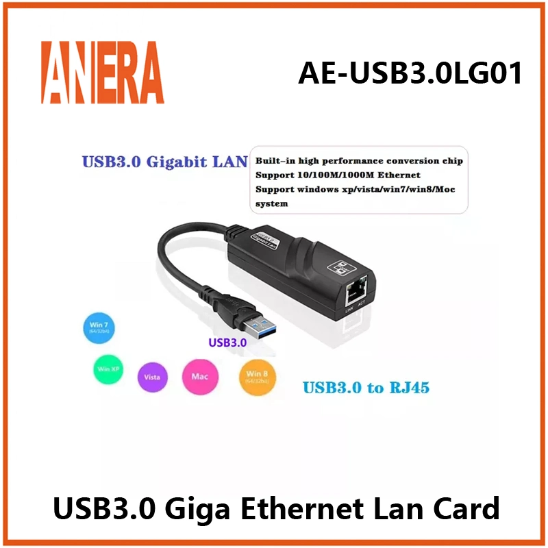 ANERA USB3.0 para adaptador Ethernet RJ45 Gigabit LAN Card Network Cartão