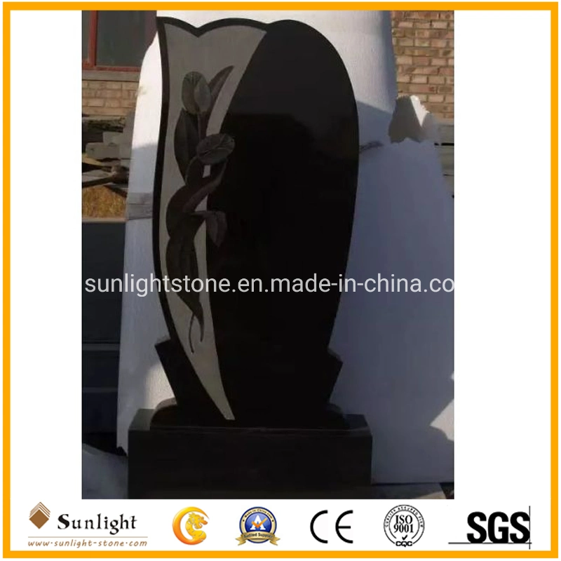 China Tombstone Monument Hersteller Russian Style Absolute Black Hebei Black Granite Monuments