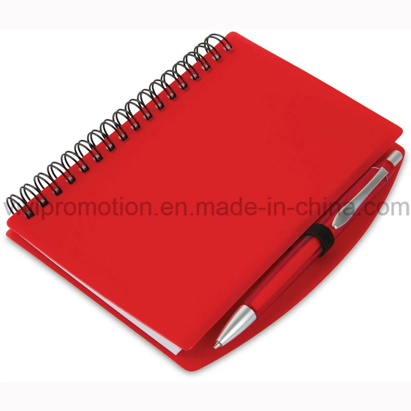 A6 PP Cover Stationery Spiral Notebook with Plastic Pen (PPN221B)