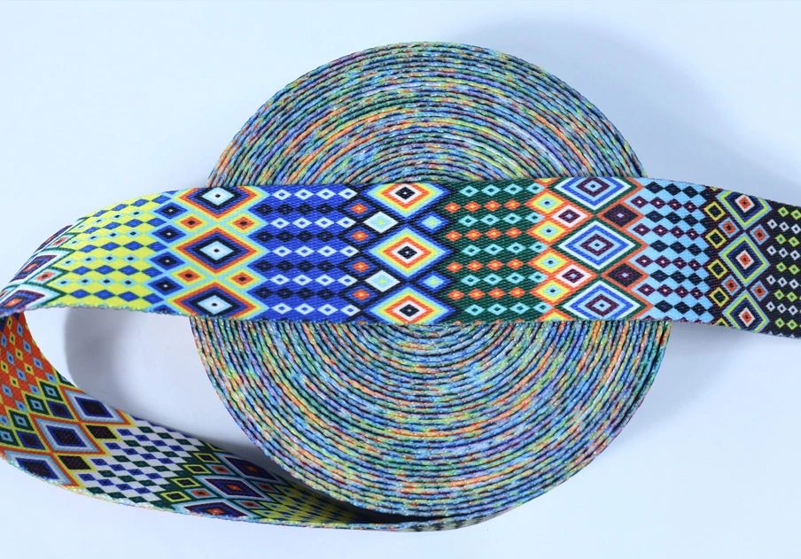 Customized Jacquard Pattern Woven Polyester Tape Heat Transfer Printing Webbing