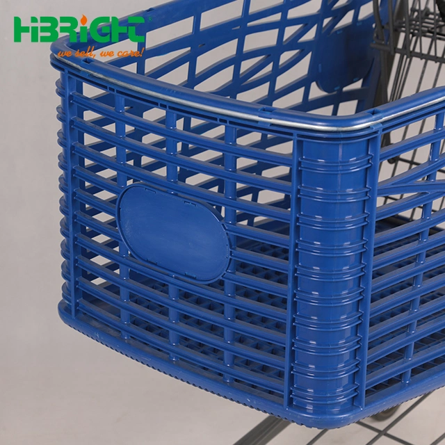 Nuevo estilo de plástico carrito de supermercado con estante de periódicos