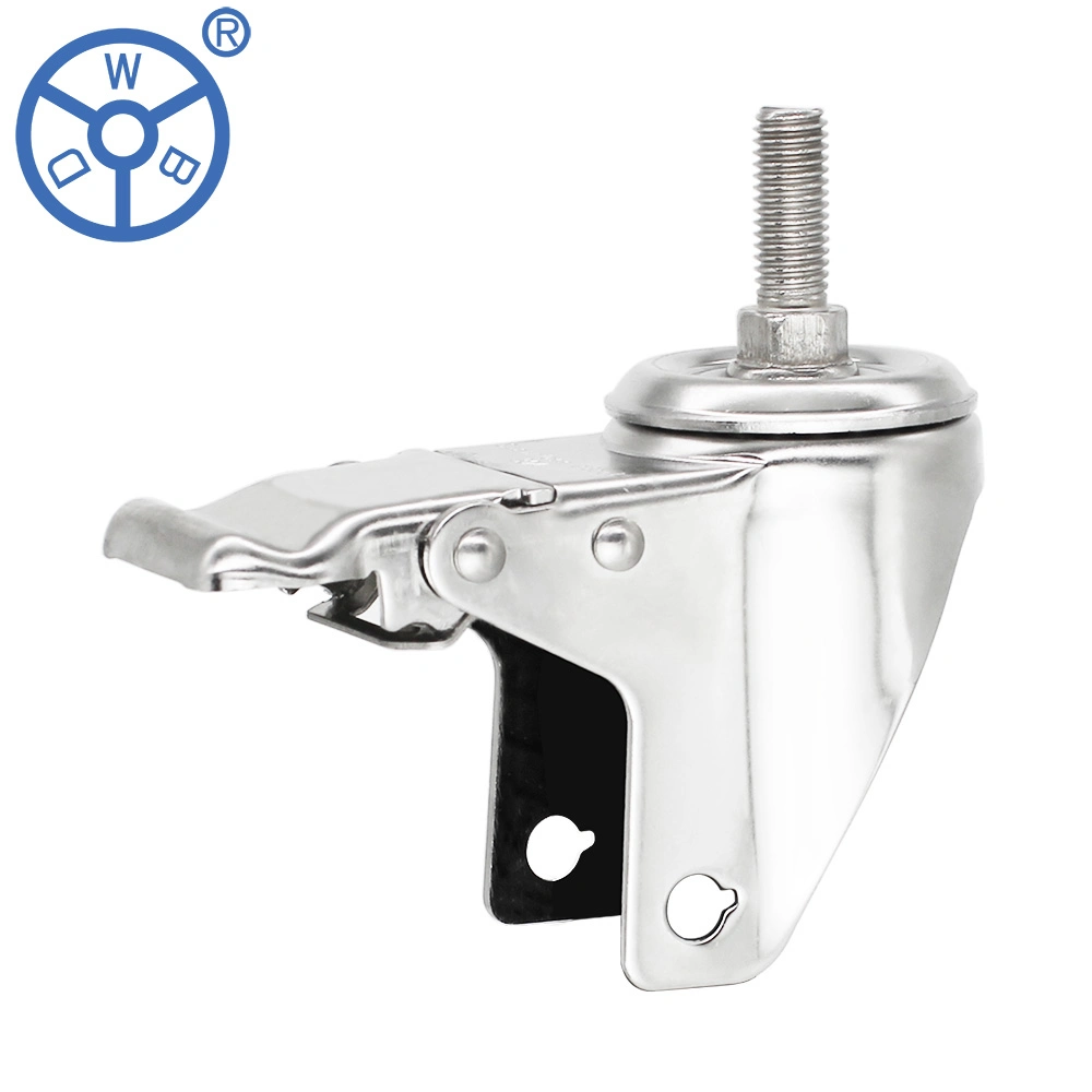 Wbd 100 125 150 200mm Stainless Steel Swivel Side Brake Heavy Duty Industrial Caster Wheel Bracket Fork Housings