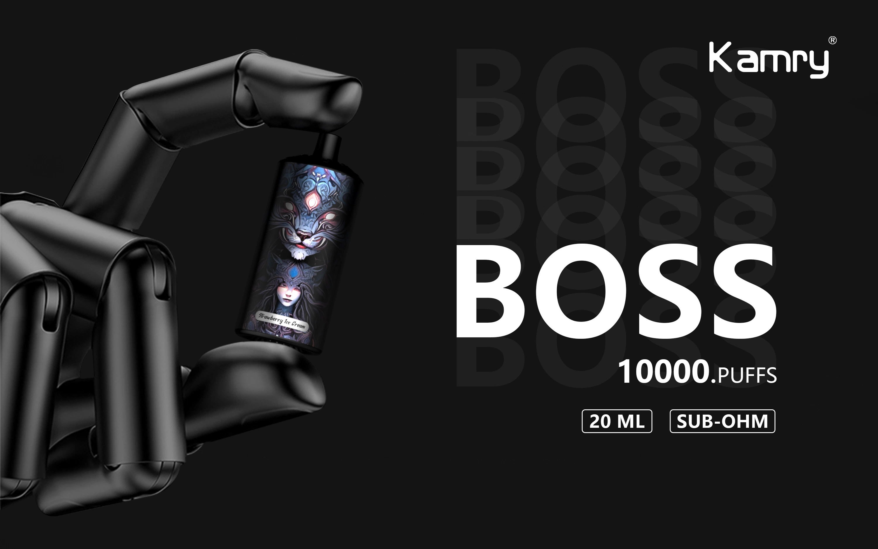 20ml Kamry Boss 10000 Puffs Two Types of Resistance Values Mecha Engine Cool Pattern Sticker Delicious and Breathable Disposable/Chargeable Vape