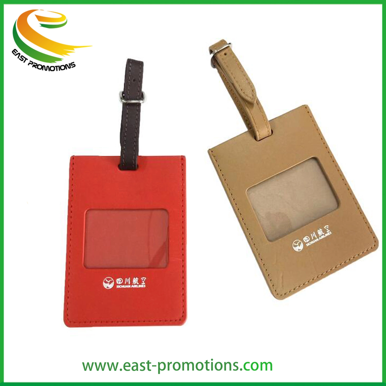 Manufacturer Custom Fashion PU Leather Travel Luggage Name Tag with Logo Embossed