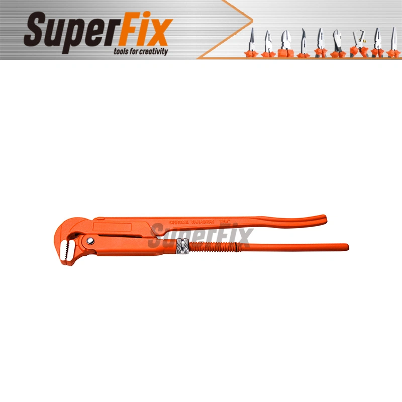 Double Handle Pipe Wrench 1"-1.5"-2"-3"-4"/with 90&deg; Bent Nose