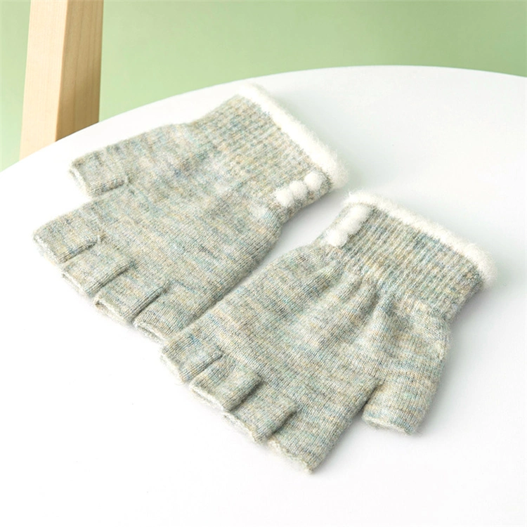 Unisex White Winter Low Price Woolen Touch Screen Knitted Keeping Warm Gloves