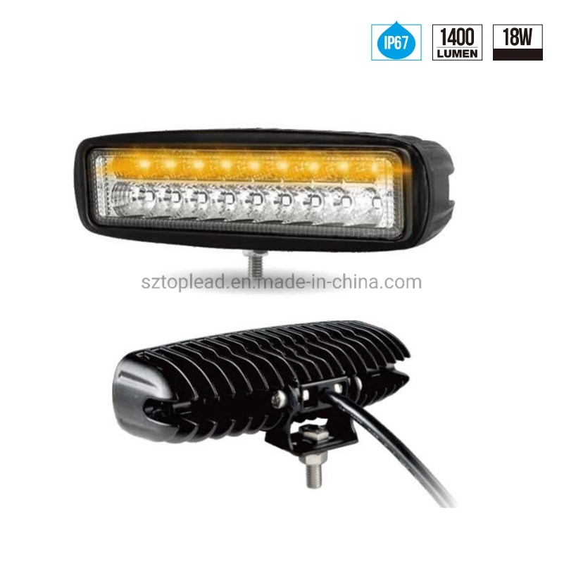 Wholesale/Supplier 6" Rectangle Spot Beam with Strobe DC10-30V 18W LED Work Light White / Amber, Spot / Strobe Functions Flash Light