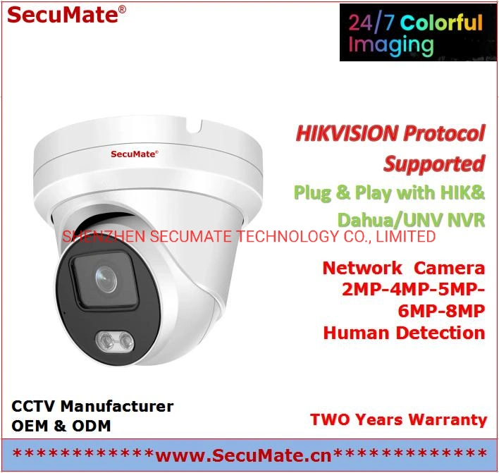 Colorvu Starlight 8MP 4K Network IP Dual Light Full Colour IR Turret Dome Surveillance Amera