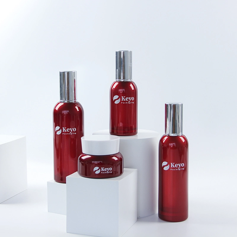 Luxury Red Color Glass Lotion Bottles and Jars Set