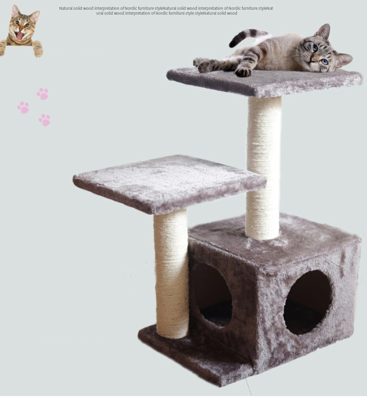 Plataforma de doble capa de trama escalada Cat Cat rascarse puesto Cat Cat nido un juguete para mascotas multifuncional árbol