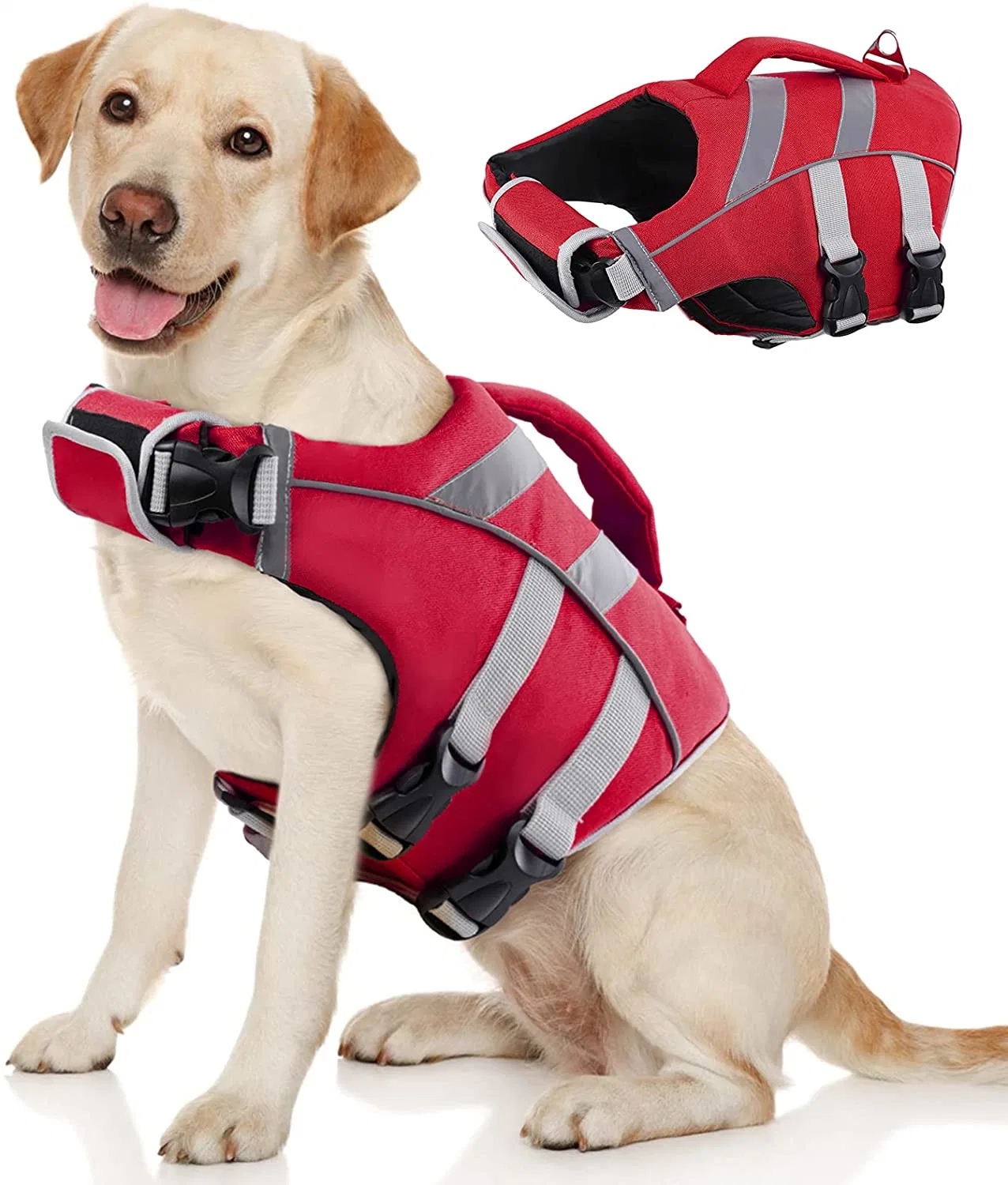 Hund Leben Weste Ripstop Hund Lifesaver Pet Life Preserver mit High Flotation Badeanzug für kleine mittelgroße und große Hunde