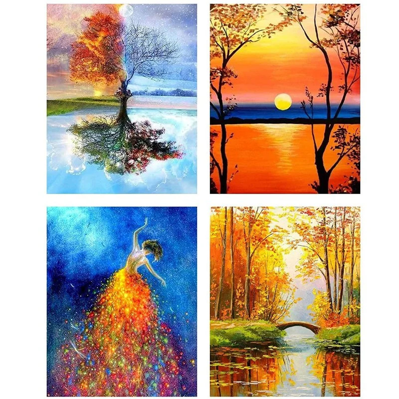 4 Pack 5D DIY Diamond Painting Tool Kitcross Stitchembroidery Art and Craft Home Decorationgentle Landscape Series Diamond Painting