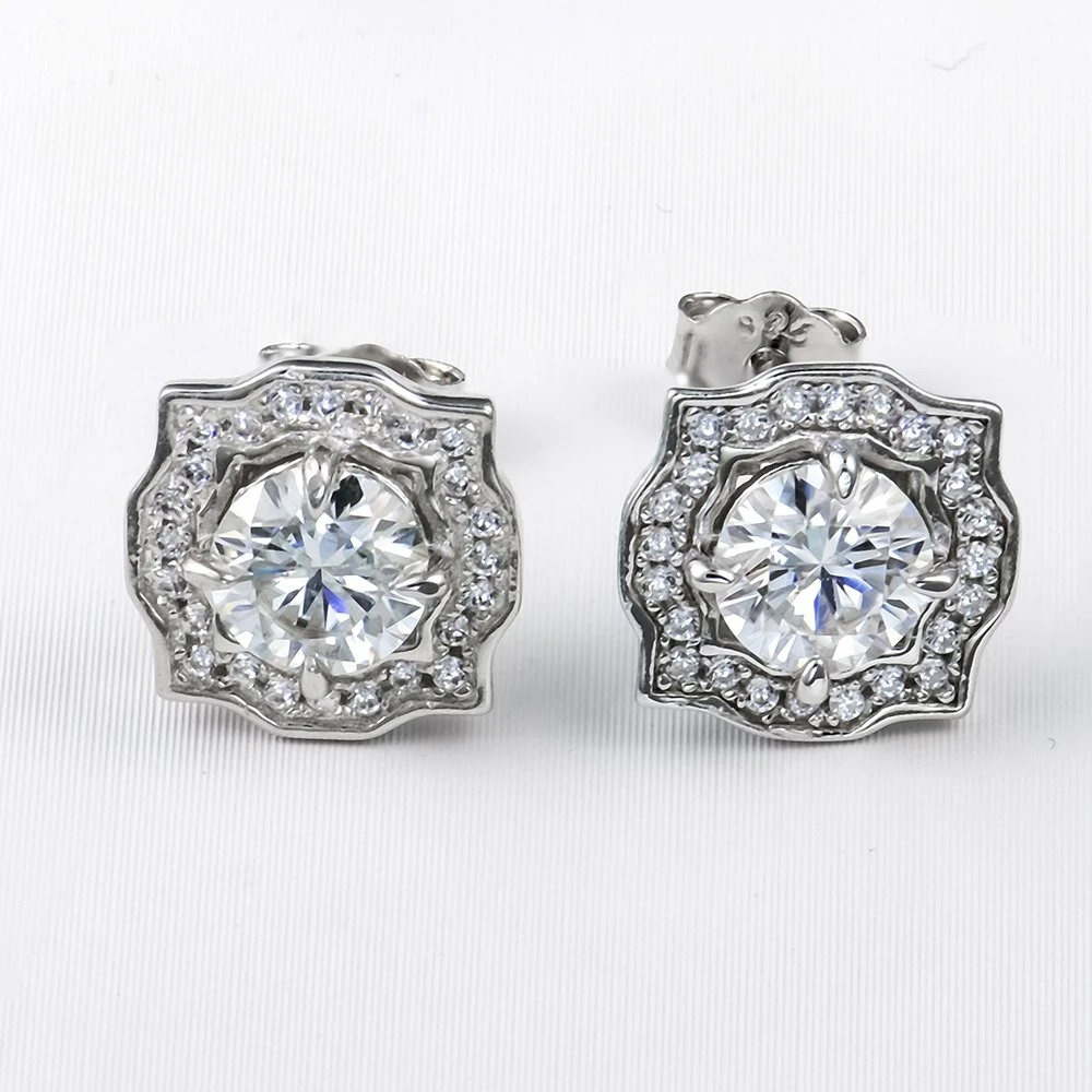 Moissanite Earring 925 Sterling Silver White vs Stud Moissanite Diamond مجوهرات الصراغ