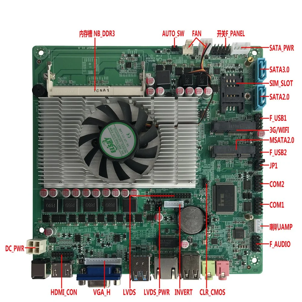 Processeur Elsky Qm6637 I3 avec chipset HM76 Celeron 1037u Carte mère industrielle Thin ITX LVDS à processeur double cœur 1,8 GHz