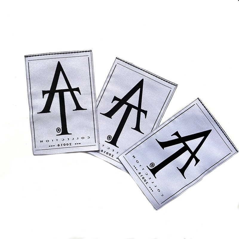 New Arrival Custom Straight Cut Sew on Iron on Fabric Polyester Woven Garment Label Clothing Accessories