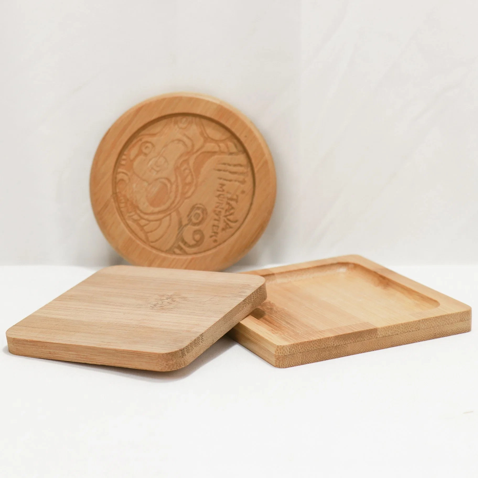 Eusable Thin Bamboo Wooden Cup Coasters