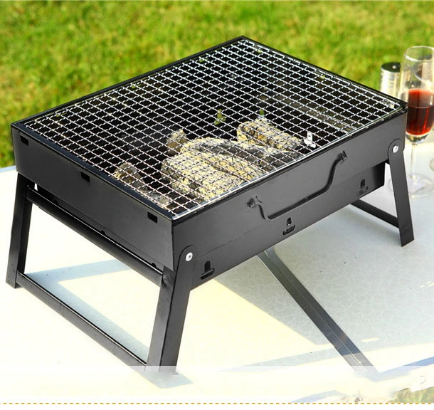 Camping Al Aire Libre Wholesales portátil Mini plegable de acero inoxidable plateado barbacoa Barbacoa Grill y el equipo