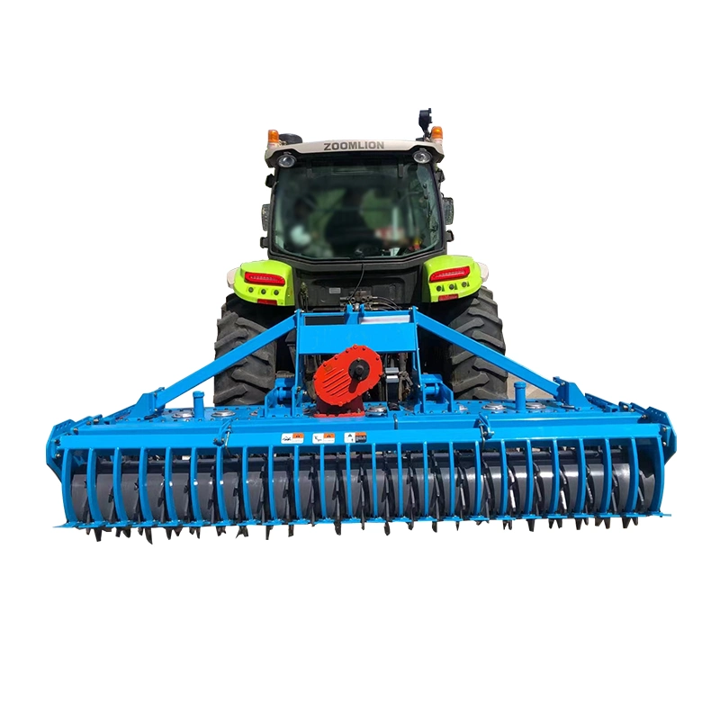 Working Width 2m Power Driven Harrow for Farm Tractor 80-110HP Disc Pto Driven True Vertical Tillage Powered Gearbox Roller Heavy Duty Tiller Rotary Harrow CE