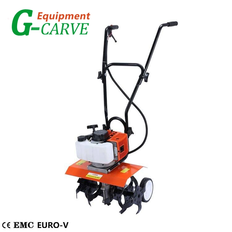 G-Carve marche derrière 2 courses 52cc main pousser cultivateur essence Avec mini-timon à essence jardin à 4 lames