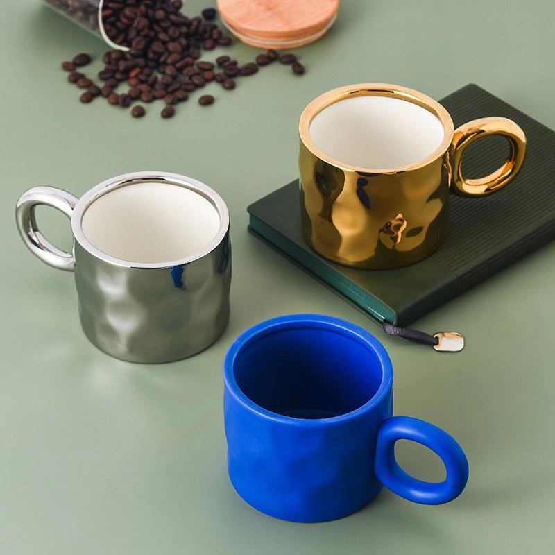 Colorful Ceramic Mug with Round Handle Porcelain Dinnerware Pure Glazed Cup Teaset Kitchen Utensils Decoration with Customized Color Pattern Logo and Design