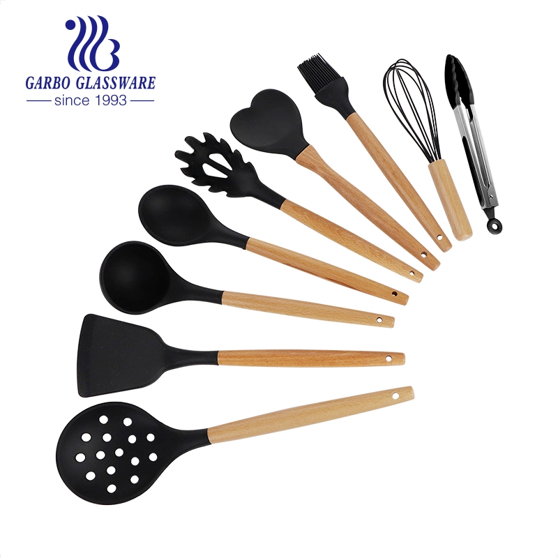 Best Gadget Kitchen Cooking Tools Camping 9PCS Silicone Kitchen Utensil Set with PC Handle