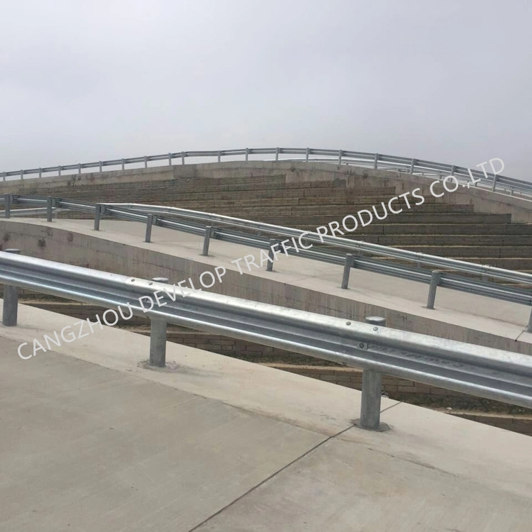 Roadway Safety W Beam Steel Crash Barrier Hot Dipped Galvanized Highway Guardrail