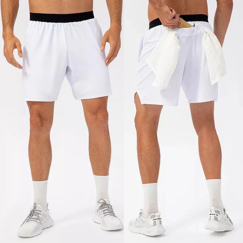 Mens Casual Shorts with Towel Hanger Workout Running Shorts Lightweight Jogger Pants with Side + Back Zipper Pocket for Basketball Boxing Gym