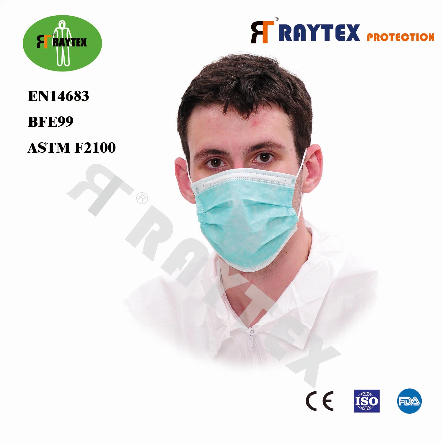 Blue and White Earloop Disposbale PP Nonwoven Anti Virus Face Mask Type II R