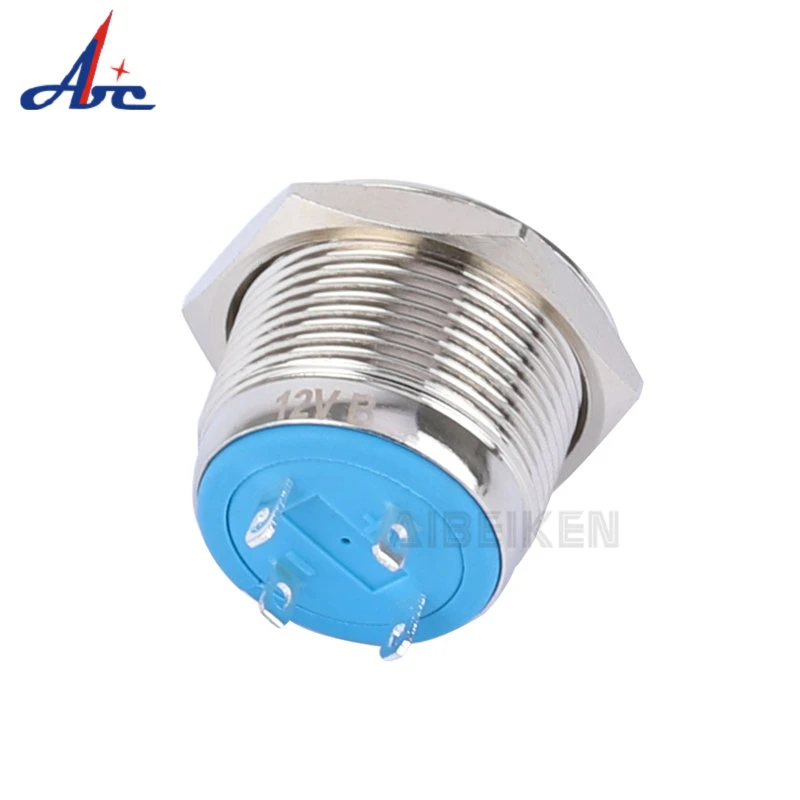 Low Voltage Push Button Switch 19mm Flat Head Momentary Ring LED Brass Nickel Metal Switch Button Cheap Waterproof