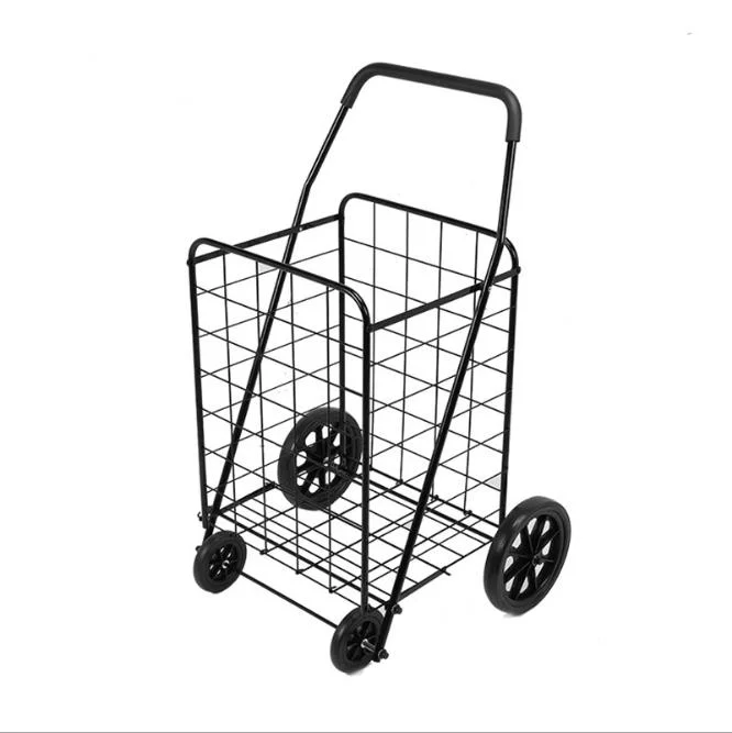 China Durable Metal Foldable Rolling Shopping Trolley Cart Supermarket Equipment