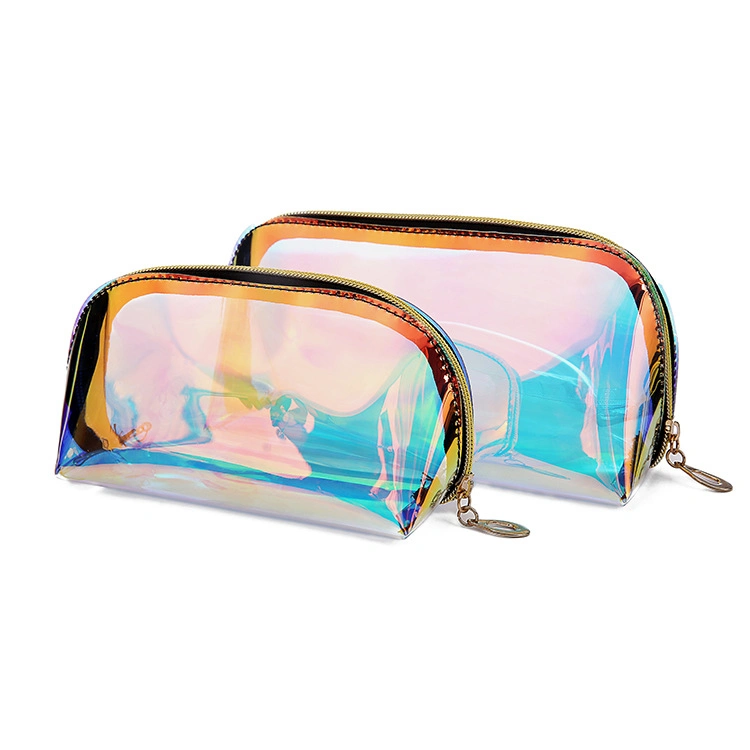 Holographic Clear Cosmetic Bag PVC Travel Laser Bag Iridescent Makeup Bag for Accessories Collection